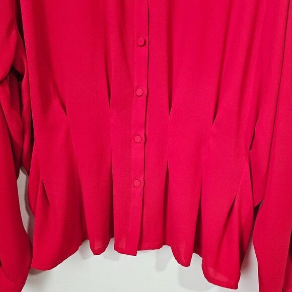 EUC LIKE NEW EXPRESS RED PEPLUM PLEATED LONGSLEEVES TOP SIZE LARGE - Picture 6 of 14